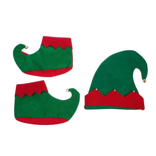 MUELODSIC Weihnachtskostüm Set Elfenmütze und Schuhe Festliche Verkleidung für Mädchen Komfortables Material Party Zubehör für Weihnachtsfeier von MUELODSIC