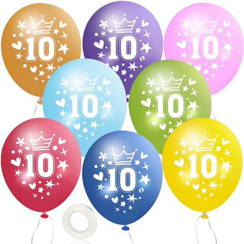 MUEZDUR 12 kunterbunte Luftballons 10. Geburtstag 30cm Luftballon Deko mit 1 Rollen Weiß Band, 10. Deko Geburtstag Mädchen Junge Jubiläum 10. Jahre Ballon Zahl 10 MUEZDUR 12 kunterbunte Luftballons 10. Geburtstag 30cm Luftballon Deko mit 1 Rollen Weiß Band, 10. Deko Geburtstag Mädchen Junge Jubiläum 10. Jahre Ballon Zahl 10 von MUEZDUR