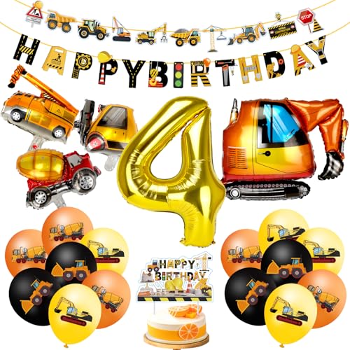 MUEZDUR Bagger Deko Kindergeburtstag 4, Geburtstagsdeko 4 Jahre Jungen Baustellen Geburtstagdeko Junge 4 Jahre Traktor Bagger Happy Birthday Banner für Junge Party Dekoration MUEZDUR Bagger Deko Kindergeburtstag 4, Geburtstagsdeko 4 Jahre Jungen Baustellen Geburtstagdeko Junge 4 Jahre Traktor Bagger Happy Birthday Banner für Junge Party Dekoration von MUEZDUR