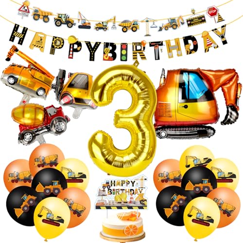 MUEZDUR XXL Bagger Deko Kindergeburtstag 3, Geburtstagsdeko 3 Jahre Jungen Baustellen Geburtstagdeko Junge 3 Jahre Folienba-llon Luftba-llons Traktor Bagger Happy Birthday Banner für Junge Party Deko MUEZDUR XXL Bagger Deko Kindergeburtstag 3, Geburtstagsdeko 3 Jahre Jungen Baustellen Geburtstagdeko Junge 3 Jahre Folienba-llon Luftba-llons Traktor Bagger Happy Birthday Banner für Junge Party Deko von MUEZDUR