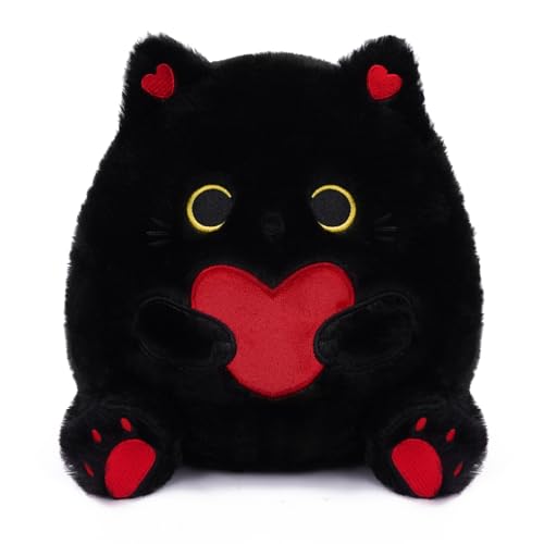 MUFEIRUO Schwarze Katze Plüschtier Stofftier, Niedliches Schwarze Katze Plüsch Spielzeug Kindergeschenk für Jungen und Mädchen Geburtstag (Schwarz) von MUFEIRUO