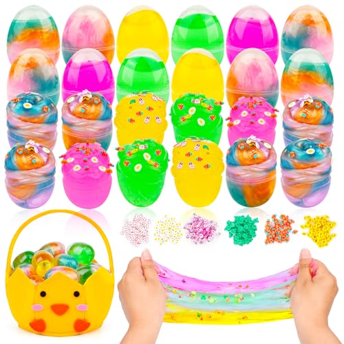 24 Stück Slime Kit Schleim Set,Schleim Selber Machen,Küken Ei Slime Kit für Mädchen Jungs Spielzeug,Geschenke für 5-10 Jungen und Mädchen Osterkorbfüller für Kinder von MUFEIRUO