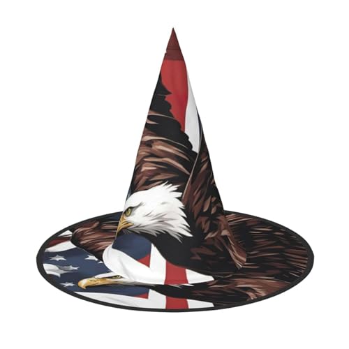 MUFLVDX Adler mit USA-Flagge, Druck, Halloween-Hexenhut, Erwachsene, Halloweenhut, Kostüme, Hexenhüte, Halloween-Dekoration, Party MUFLVDX Adler mit USA-Flagge, Druck, Halloween-Hexenhut, Erwachsene, Halloweenhut, Kostüme, Hexenhüte, Halloween-Dekoration, Party von MUFLVDX