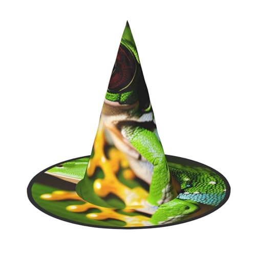 MUFLVDX Baumfrosch Baby Druck Halloween Hexenhut Erwachsene Halloween Hut Kostüme Hexen Hüte Dekor Party von MUFLVDX
