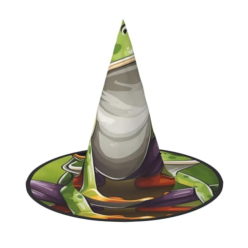 MUFLVDX Cartoon-Frosch-Druck, Halloween-Hexenhut, Erwachsene, Halloween-Hut, Kostüme, Hexenhüte, Halloween-Dekoration, Party MUFLVDX Cartoon-Frosch-Druck, Halloween-Hexenhut, Erwachsene, Halloween-Hut, Kostüme, Hexenhüte, Halloween-Dekoration, Party von MUFLVDX