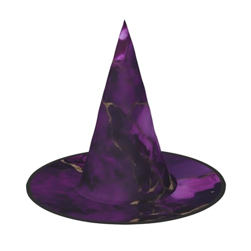 MUFLVDX Dunkellila Textur Marmor Druck Halloween Hexenhut Erwachsene Halloween Hut Kostüme Hexenhüte Halloween Dekor Party von MUFLVDX