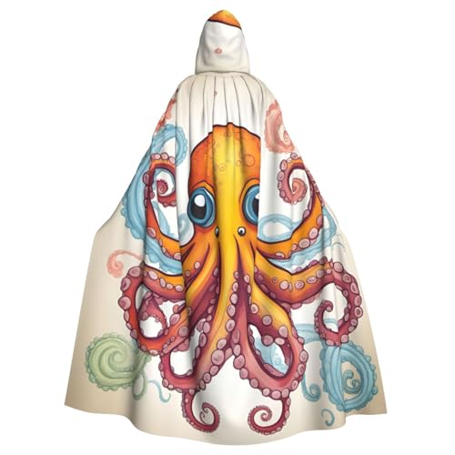 MUFLVDX Farbiger Oktopus-Umhang mit Kapuze, Uni, Halloween, cooles Cosplay, Hexenkostüm, Erwachsenenumhang, Party-Umhang MUFLVDX Farbiger Oktopus-Umhang mit Kapuze, Uni, Halloween, cooles Cosplay, Hexenkostüm, Erwachsenenumhang, Party-Umhang von MUFLVDX