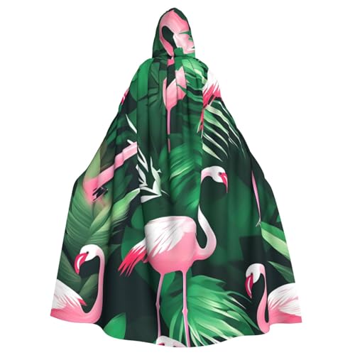 MUFLVDX Flamingo-Vogel, grünes Blatt, Uni, Kapuzenmantel, Umhang, Halloween, cooles Cosplay, Hexenkostüm, Erwachsene, Umhang, Party-Umhang MUFLVDX Flamingo-Vogel, grünes Blatt, Uni, Kapuzenmantel, Umhang, Halloween, cooles Cosplay, Hexenkostüm, Erwachsene, Umhang, Party-Umhang von MUFLVDX