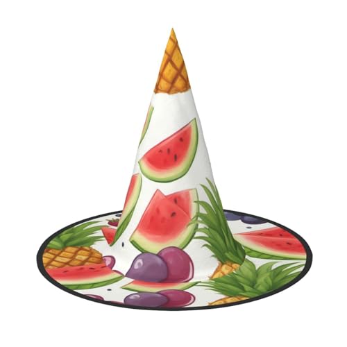MUFLVDX Frische saftige Früchte Ananas Beeren Traube Orange Druck Halloween Hexenhut Erwachsene Halloween Hut Kostüme Hexen Hüte Dekor Party MUFLVDX Frische saftige Früchte Ananas Beeren Traube Orange Druck Halloween Hexenhut Erwachsene Halloween Hut Kostüme Hexen Hüte Dekor Party von MUFLVDX