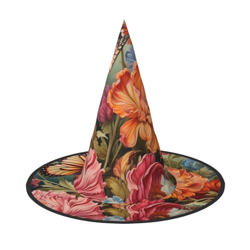 MUFLVDX Halloween-Hexenhut mit Blumen und Schmetterlingen für Erwachsene, Halloween-Kostüme, Hexenhüte, Halloween-Dekoration, Party MUFLVDX Halloween-Hexenhut mit Blumen und Schmetterlingen für Erwachsene, Halloween-Kostüme, Hexenhüte, Halloween-Dekoration, Party von MUFLVDX