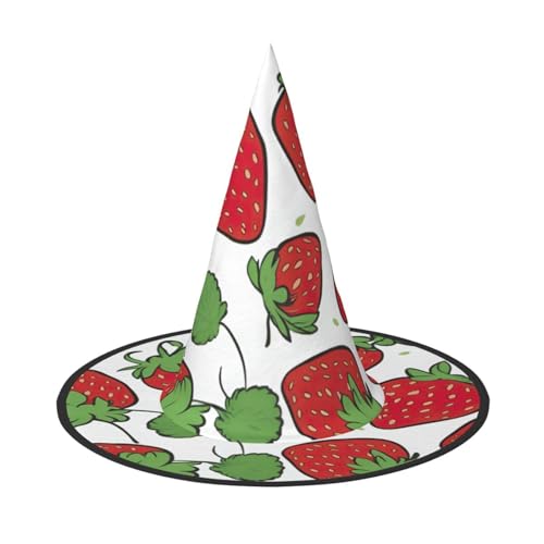 MUFLVDX Halloween-Hexenhut mit Erdbeermuster, für Erwachsene, Halloween-Kostüme, Hexenhüte, Dekoration, Party MUFLVDX Halloween-Hexenhut mit Erdbeermuster, für Erwachsene, Halloween-Kostüme, Hexenhüte, Dekoration, Party von MUFLVDX