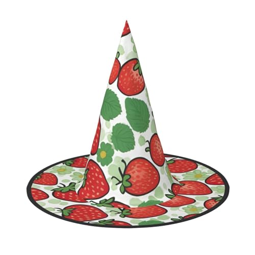 MUFLVDX Halloween-Hexenhut mit Erdbeermuster, für Erwachsene, Halloween-Kostüme, Hexenhüte, Halloween-Dekoration, Party MUFLVDX Halloween-Hexenhut mit Erdbeermuster, für Erwachsene, Halloween-Kostüme, Hexenhüte, Halloween-Dekoration, Party von MUFLVDX