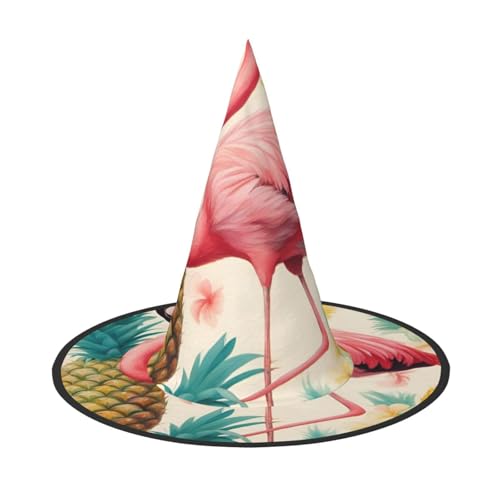 MUFLVDX Halloween-Hexenhut mit Flamingo- und Ananas-Druck, für Erwachsene, Halloween-Kostüme, Hexenhüte, Halloween-Dekoration, Party MUFLVDX Halloween-Hexenhut mit Flamingo- und Ananas-Druck, für Erwachsene, Halloween-Kostüme, Hexenhüte, Halloween-Dekoration, Party von MUFLVDX