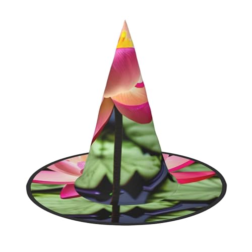MUFLVDX Halloween-Hexenhut mit Lotusblumen-Druck, für Erwachsene, Halloween-Kostüme, Hexenhüte, Dekoration, Party MUFLVDX Halloween-Hexenhut mit Lotusblumen-Druck, für Erwachsene, Halloween-Kostüme, Hexenhüte, Dekoration, Party von MUFLVDX