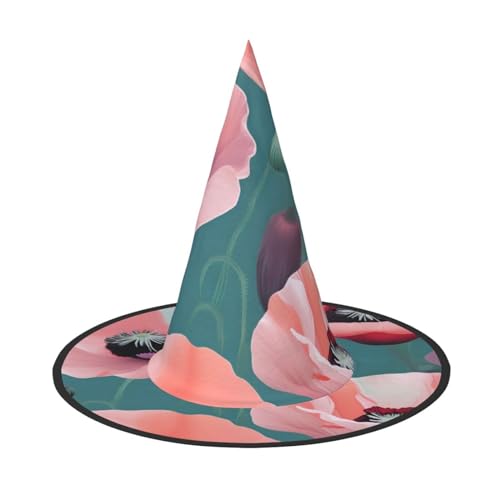 MUFLVDX Halloween-Hexenhut mit Pastell-Mohnblumen-Druck, für Erwachsene, Halloween-Kostüme, Hexenhüte, Halloween-Dekoration, Party MUFLVDX Halloween-Hexenhut mit Pastell-Mohnblumen-Druck, für Erwachsene, Halloween-Kostüme, Hexenhüte, Halloween-Dekoration, Party von MUFLVDX