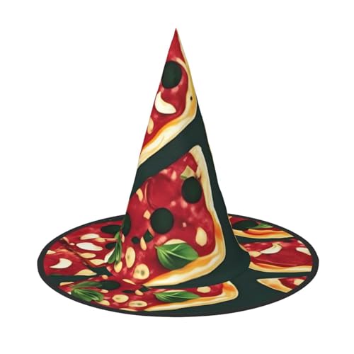 MUFLVDX Halloween-Hexenhut mit Pizza-Muster, für Erwachsene, Halloween-Kostüme, Hexenhüte, Halloween-Dekoration, Party MUFLVDX Halloween-Hexenhut mit Pizza-Muster, für Erwachsene, Halloween-Kostüme, Hexenhüte, Halloween-Dekoration, Party von MUFLVDX