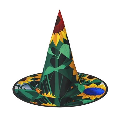 MUFLVDX Halloween-Hexenhut mit Sonnenblumen-Motiv, für Erwachsene, Halloween-Kostüme, Hexenhüte, Halloween-Dekoration, Party MUFLVDX Halloween-Hexenhut mit Sonnenblumen-Motiv, für Erwachsene, Halloween-Kostüme, Hexenhüte, Halloween-Dekoration, Party von MUFLVDX
