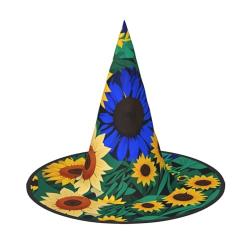 MUFLVDX Halloween-Hexenhut mit Sonnenblumenmuster, für Erwachsene, Halloween-Kostüme, Hexenhüte, Dekoration, Party MUFLVDX Halloween-Hexenhut mit Sonnenblumenmuster, für Erwachsene, Halloween-Kostüme, Hexenhüte, Dekoration, Party von MUFLVDX