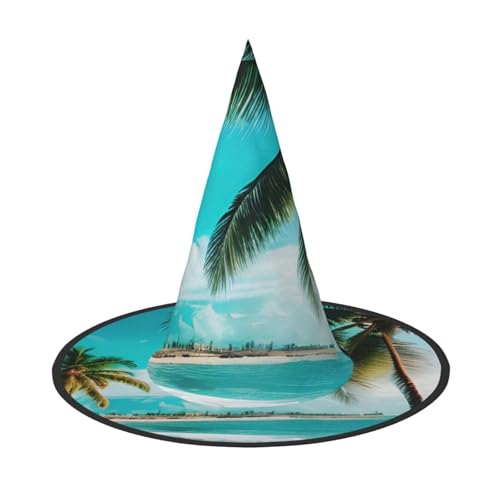 MUFLVDX Halloween-Hexenhut mit Strandpalmen-Druck, für Erwachsene, Halloween-Kostüme, Hexenhüte, Halloween-Dekoration, Party MUFLVDX Halloween-Hexenhut mit Strandpalmen-Druck, für Erwachsene, Halloween-Kostüme, Hexenhüte, Halloween-Dekoration, Party von MUFLVDX