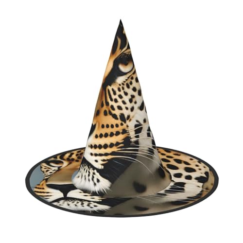 MUFLVDX Halloween-Hexenhut mit Tier-Leopardenmuster, für Erwachsene, Halloween-Kostüme, Hexenhüte, Dekoration, Party MUFLVDX Halloween-Hexenhut mit Tier-Leopardenmuster, für Erwachsene, Halloween-Kostüme, Hexenhüte, Dekoration, Party von MUFLVDX