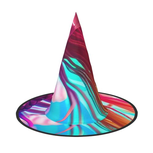 MUFLVDX Halloween-Hexenhut mit bunten Quallen, für Erwachsene, Halloween-Kostüme, Hexenhüte, Halloween-Dekoration, Party von MUFLVDX