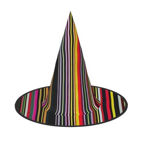 MUFLVDX Halloween-Hexenhut mit farbigen Streifen, vertikaler Druck, für Erwachsene, Halloweenhut, Kostüme, Hexenhüte, Dekoration, Party von MUFLVDX