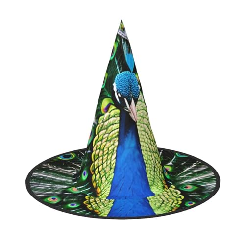 MUFLVDX Halloween-Hexenhut mit frischem Pfauen-Druck, für Erwachsene, Halloween-Kostüme, Hexenhüte, Halloween-Dekoration, Party MUFLVDX Halloween-Hexenhut mit frischem Pfauen-Druck, für Erwachsene, Halloween-Kostüme, Hexenhüte, Halloween-Dekoration, Party von MUFLVDX
