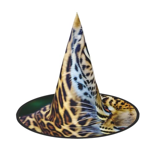 MUFLVDX Halloween-Hexenhut mit gelbem Leopardenmuster, für Erwachsene, Halloween-Kostüme, Hexenhüte, Halloween-Dekoration, Party MUFLVDX Halloween-Hexenhut mit gelbem Leopardenmuster, für Erwachsene, Halloween-Kostüme, Hexenhüte, Halloween-Dekoration, Party von MUFLVDX