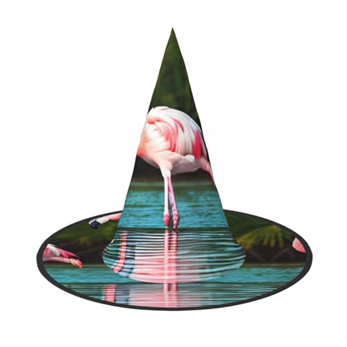 MUFLVDX Halloween-Hexenhut mit zwei Flamingos, Erwachsenenhut, Kostüme, Hexenhüte, Dekoration, Party MUFLVDX Halloween-Hexenhut mit zwei Flamingos, Erwachsenenhut, Kostüme, Hexenhüte, Dekoration, Party von MUFLVDX