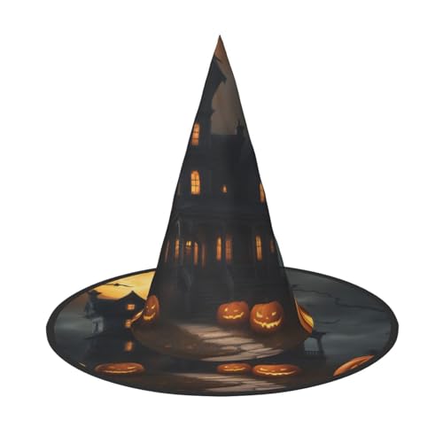 MUFLVDX Halloween Horror Print Halloween Hexenhut Erwachsene Halloween Hut Kostüme Hexen Hüte Halloween Dekor Party von MUFLVDX