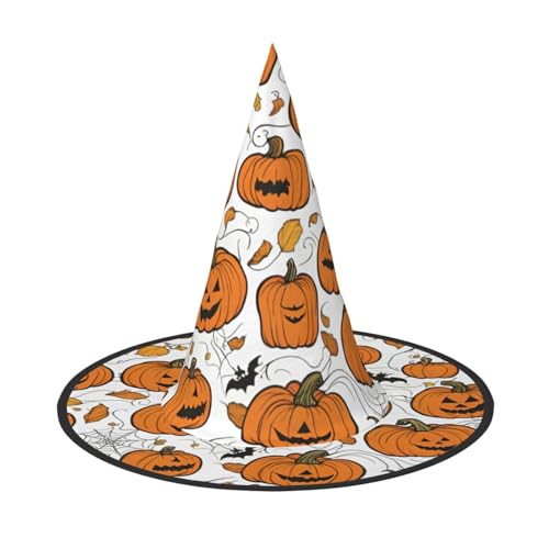 MUFLVDX Halloween-Kürbis-Muster, Druck, Halloween-Hexenhut, Erwachsene, Halloweenhut, Kostüme, Hexenhüte, Dekoration, Party von MUFLVDX