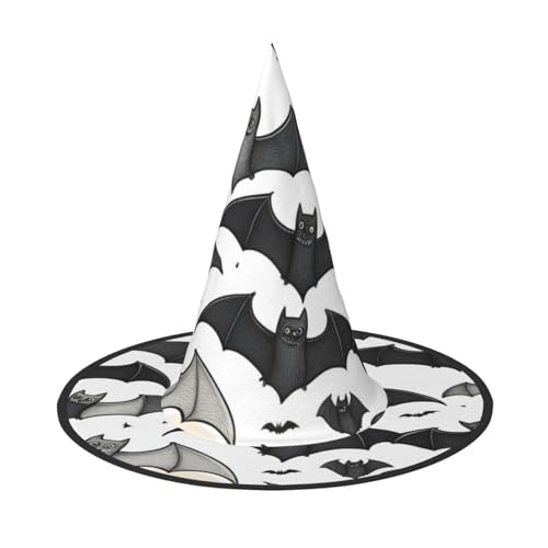 MUFLVDX Halloween fliegende Fledermäuse Druck Halloween Hexenhut Erwachsene Halloween Hut Kostüme Hexen Hüte Dekor Party von MUFLVDX