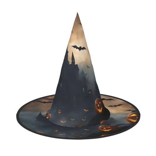 MUFLVDX Halloween fliegende Fledermäuse Druck Halloween Hexenhut Erwachsene Halloween Hut Kostüme Hexen Hüte Halloween Dekor Party von MUFLVDX