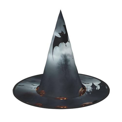 MUFLVDX Halloween fliegende Fledermäuse Druck Halloween Hexenhut Erwachsene Halloween Hut Kostüme Hexen Hüte Halloween Dekor Party von MUFLVDX