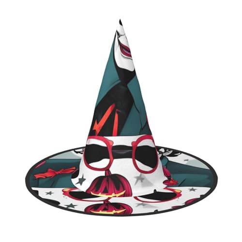 MUFLVDX Happy Halloween Day Print Halloween Hexenhut Erwachsene Halloween Hut Kostüme Hexen Hüte Dekor Party von MUFLVDX