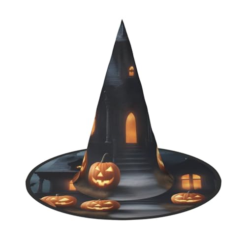 MUFLVDX Happy-Halloween-Day-Trick-or-Treat-Druck, Halloween-Hexenhut, Erwachsenen-Halloween-Hut, Kostüme, Hexenhüte, Dekoration, Party MUFLVDX Happy-Halloween-Day-Trick-or-Treat-Druck, Halloween-Hexenhut, Erwachsenen-Halloween-Hut, Kostüme, Hexenhüte, Dekoration, Party von MUFLVDX