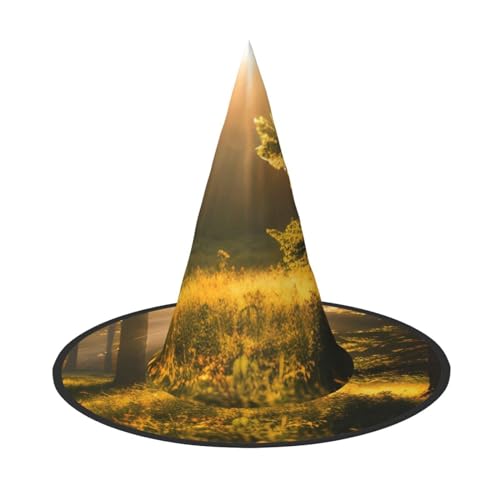 MUFLVDX Hexenhut für Erwachsene, Motiv: Morgensonnenlicht in der Wildnis, Halloween-Hut für Erwachsene, Hexenhut, Dekoration, Party von MUFLVDX