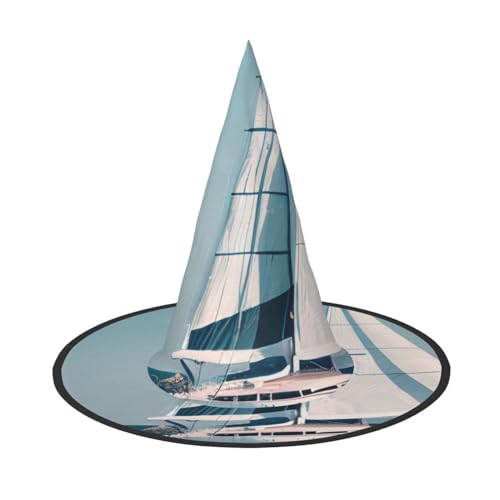 MUFLVDX Hexenhut für Erwachsene, Motiv: Segelboot, Schiff, Landschaft, Druck, Halloween, Halloween, Dekoration, Party MUFLVDX Hexenhut für Erwachsene, Motiv: Segelboot, Schiff, Landschaft, Druck, Halloween, Halloween, Dekoration, Party von MUFLVDX