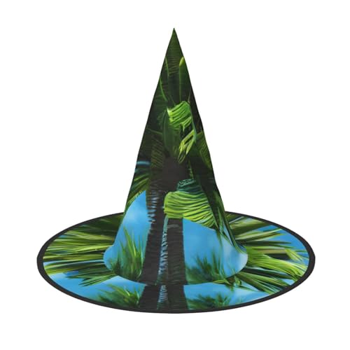 MUFLVDX Hexenhut für Erwachsene, Motiv: Sommerpalme, Hexenhut, Kostüme, Hexenhüte, Halloween-Dekoration, Party von MUFLVDX