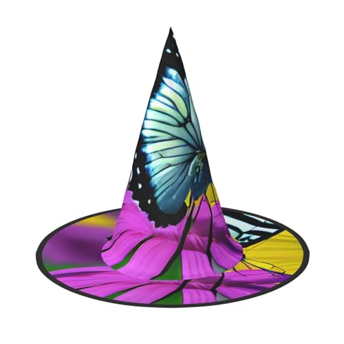 MUFLVDX Hexenhut mit Schmetterling auf Gänseblümchen, Blumendruck, Halloween-Hut für Erwachsene, Halloween, Hüte, Dekoration, Party MUFLVDX Hexenhut mit Schmetterling auf Gänseblümchen, Blumendruck, Halloween-Hut für Erwachsene, Halloween, Hüte, Dekoration, Party von MUFLVDX