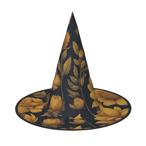 MUFLVDX Hexenhut mit vielen goldenen Blumen, für Erwachsene, Halloween, Hüte, Dekoration, Party MUFLVDX Hexenhut mit vielen goldenen Blumen, für Erwachsene, Halloween, Hüte, Dekoration, Party von MUFLVDX