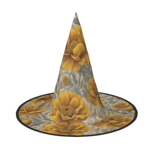 MUFLVDX Hexenhut mit vielen goldenen Blumen, für Erwachsene, Halloween, Hüte, Dekoration, Party MUFLVDX Hexenhut mit vielen goldenen Blumen, für Erwachsene, Halloween, Hüte, Dekoration, Party von MUFLVDX