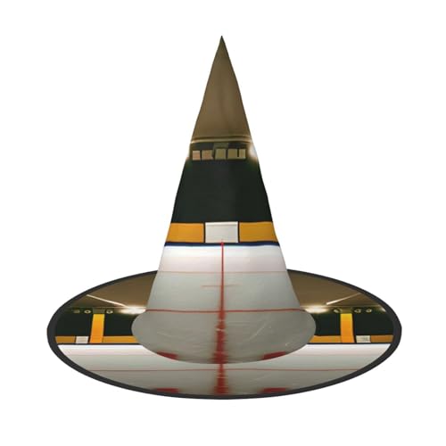 MUFLVDX Hockeyschläger-Druck, Halloween-Hexenhut, Erwachsene, Halloweenhut, Kostüme, Hexenhüte, Dekoration, Party von MUFLVDX