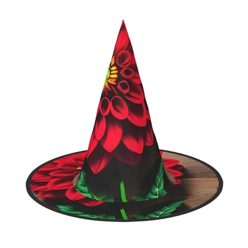 MUFLVDX Holzbrett, Retro-Blume, roter Dahlien-Druck, Halloween, Hexenhut, Erwachsene, Halloween, Hüte, Halloween-Dekoration, Party MUFLVDX Holzbrett, Retro-Blume, roter Dahlien-Druck, Halloween, Hexenhut, Erwachsene, Halloween, Hüte, Halloween-Dekoration, Party von MUFLVDX