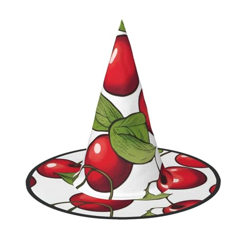MUFLVDX Hübscher süßer roter Kirsch-Druck, Halloween-Hexenhut, Erwachsene, Halloween-Kostüme, Hexenhüte, Halloween-Dekoration, Party MUFLVDX Hübscher süßer roter Kirsch-Druck, Halloween-Hexenhut, Erwachsene, Halloween-Kostüme, Hexenhüte, Halloween-Dekoration, Party von MUFLVDX