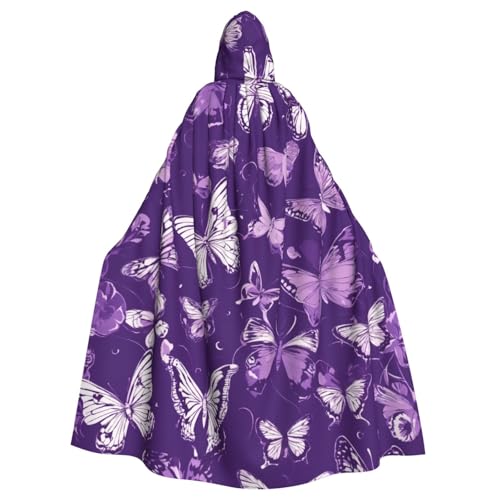 MUFLVDX Lila Schmetterlinge Blumenmuster Uni Kapuzenmantel Umhang Halloween Cool Cosplay Hexenkostüm Erwachsene Umhang Party Umhang MUFLVDX Lila Schmetterlinge Blumenmuster Uni Kapuzenmantel Umhang Halloween Cool Cosplay Hexenkostüm Erwachsene Umhang Party Umhang von MUFLVDX