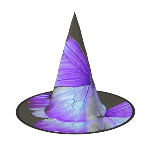 MUFLVDX Lila Schmetterlinge Druck Halloween Hexenhut Erwachsene Halloween Hut Kostüme Hexen Hüte Dekor Party von MUFLVDX