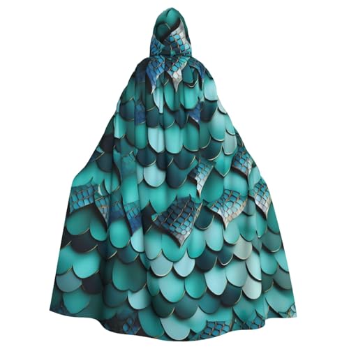MUFLVDX Meerjungfrauen-Umhang mit Fischschuppen-Druck, Uni, mit Kapuze, Halloween, cooles Cosplay, Hexenkostüm, Erwachsenen-Umhang, Party-Umhang MUFLVDX Meerjungfrauen-Umhang mit Fischschuppen-Druck, Uni, mit Kapuze, Halloween, cooles Cosplay, Hexenkostüm, Erwachsenen-Umhang, Party-Umhang von MUFLVDX