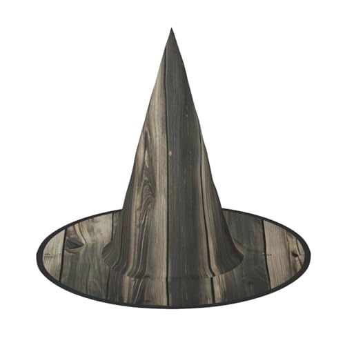 MUFLVDX Planks verwitterter alter Look Druck Halloween Hexenhut Erwachsene Halloween Hut Kostüme Hexen Hüte Dekor Party von MUFLVDX