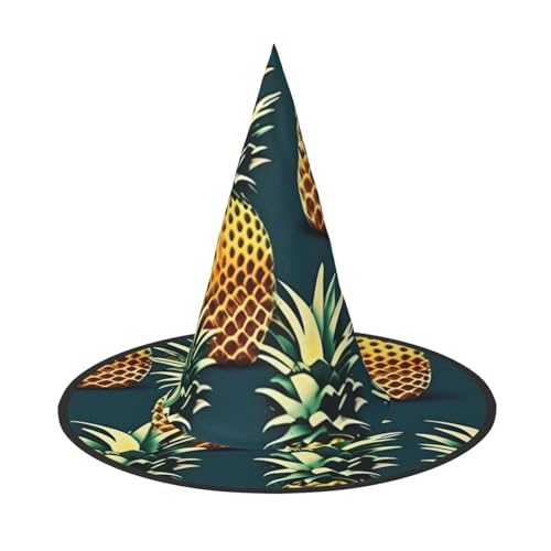 MUFLVDX Retro-Ananas-Druck, Halloween-Hexenhut, Erwachsene, Halloween-Hut, Kostüme, Hexenhüte, Dekoration, Party MUFLVDX Retro-Ananas-Druck, Halloween-Hexenhut, Erwachsene, Halloween-Hut, Kostüme, Hexenhüte, Dekoration, Party von MUFLVDX